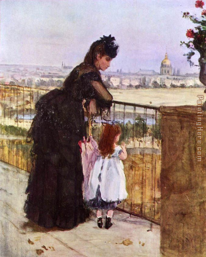 On the Balcony painting - Berthe Morisot On the Balcony art painting